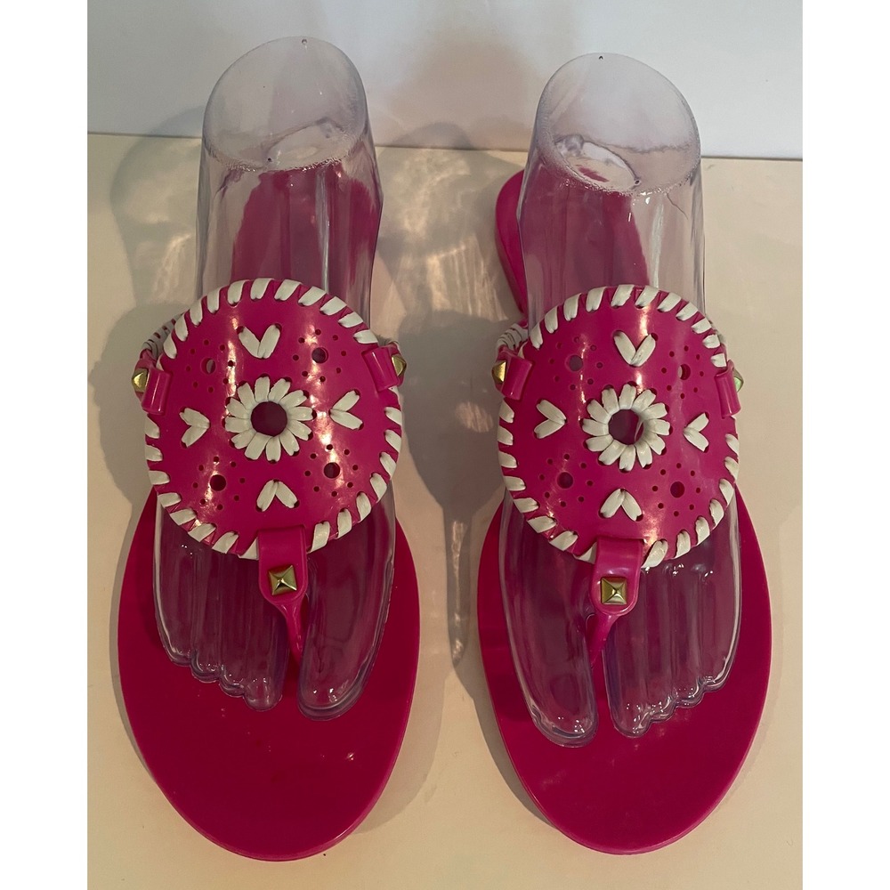 Jack Rogers Georgica Jelly Sandals Fuchsia Pink Whipstitch Rondelle Beach Chic 8